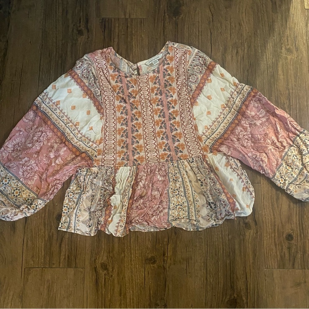 Bohemian American eagle boho Blouse Small
